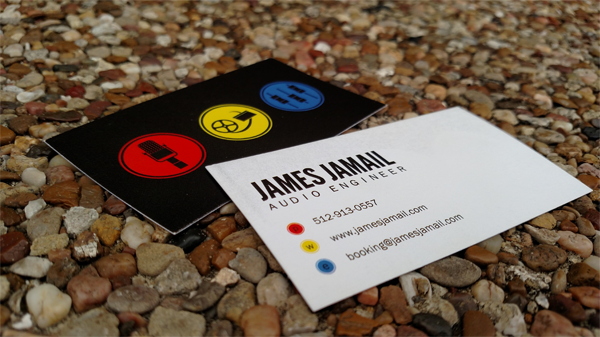 Modern business card for LA audio engineer, James Jamail.